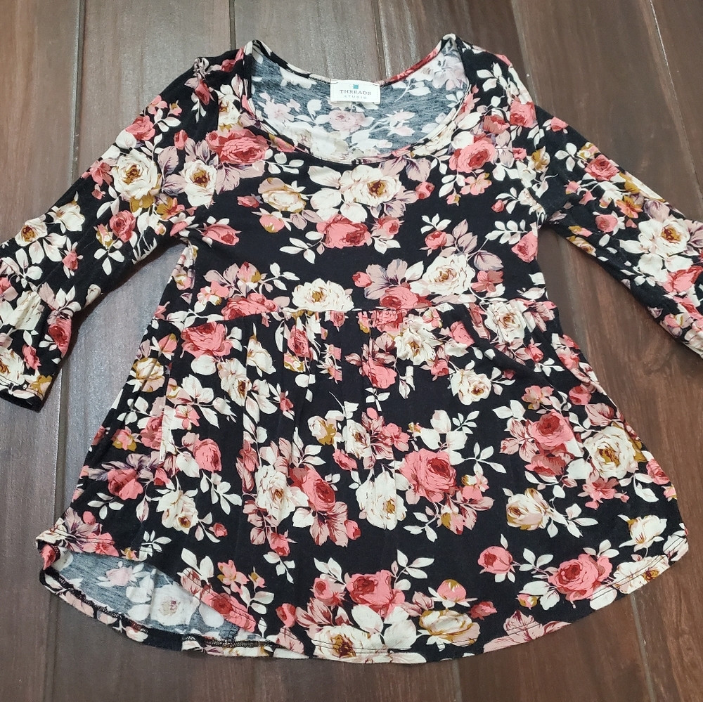 Floral shirt with bell sleeves size small by threads studio